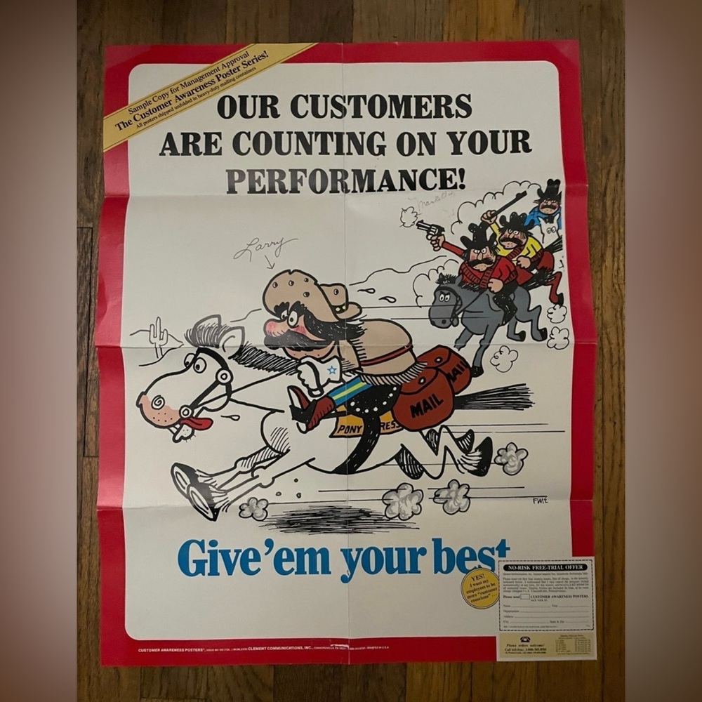 Vintage Cartoon Poster with Cowboys
